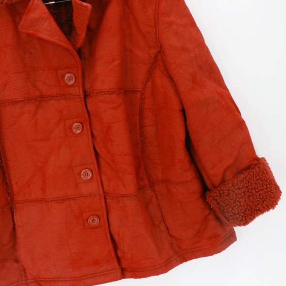 Vintage Scorpio USA Men's Casual Retro Red Suede Button Front Coat Jacket L 90s - Picture 4 of 10